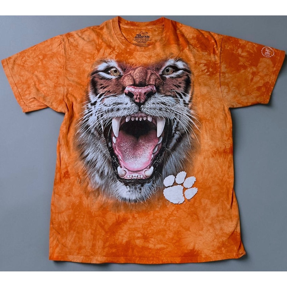 The Mountain Clemson Tigers Roaring Tiger Tie Dye T-Shirt Orange Mens 2XL OHT
